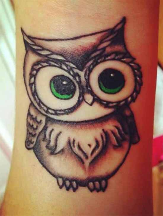 Adorable green eye baby owl