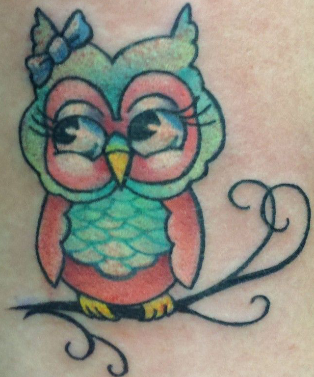 Cute girly owl tattoo