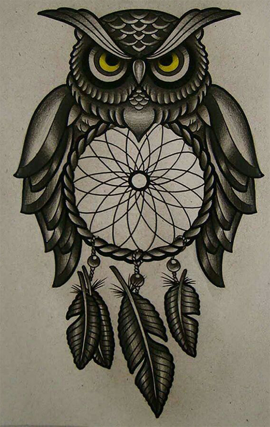 Dream catcher owl tattoo