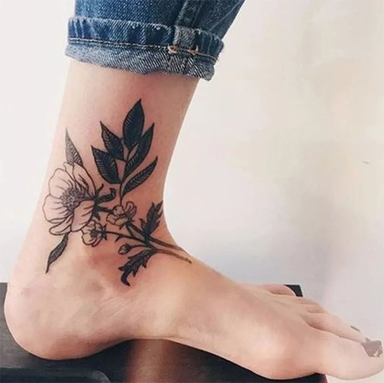 flower ankle tattoo