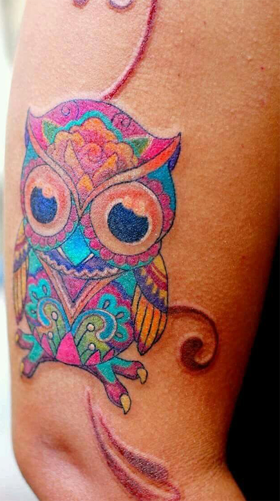 Impressive baby owl tattoo
