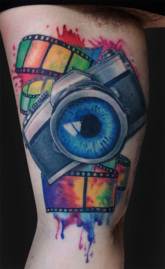 Amazing Eye Camera Tattoo