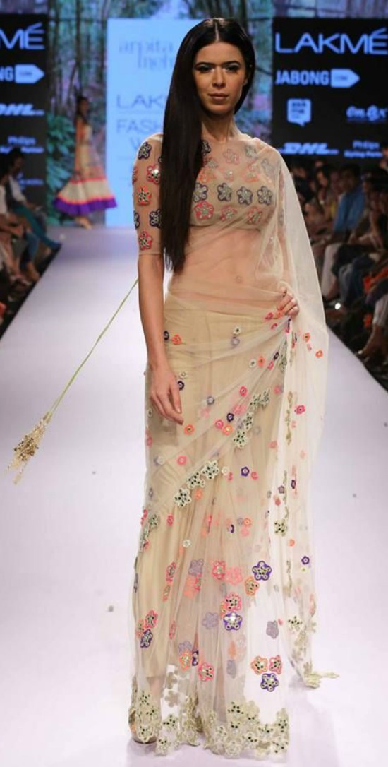Arpita Mehta Multi-Coloured Embroidered Beige Saree