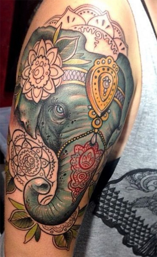 Awesome Elephant Face Tattoo