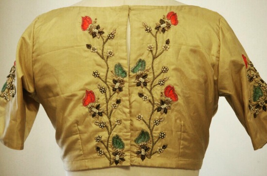 Butterfly Embroidered Silk Blouse With Zardosi And Zari Work