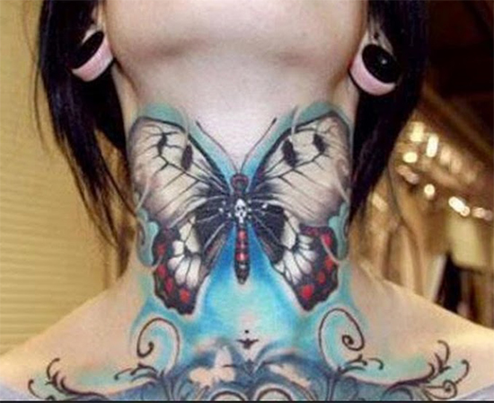 Butterfly Tattoo On Neck
