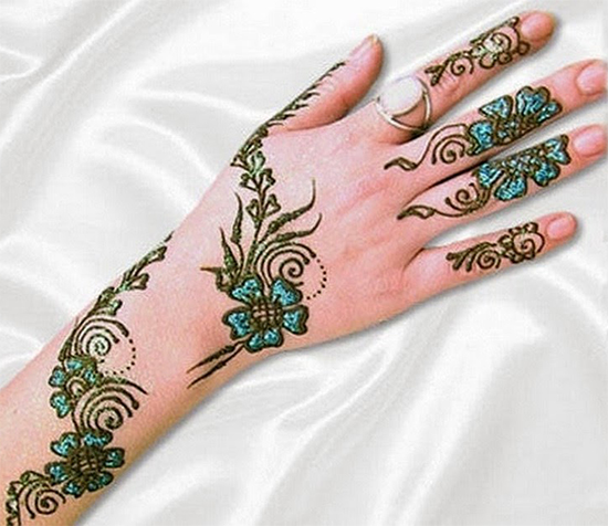Colored Back Hand Mehandi Designs