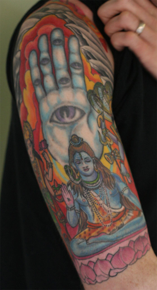 Coloured Aqua Religious God Tattoo