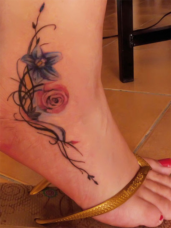 Colourfull Flowers Design On Ankle
