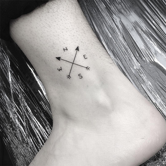 Compass Ankle Tattoo