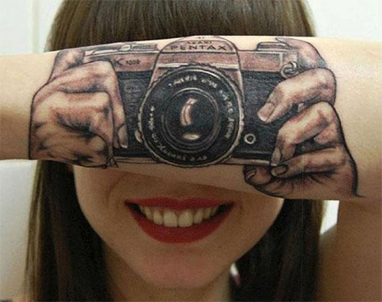 Creative Elegant Camera Tattoo