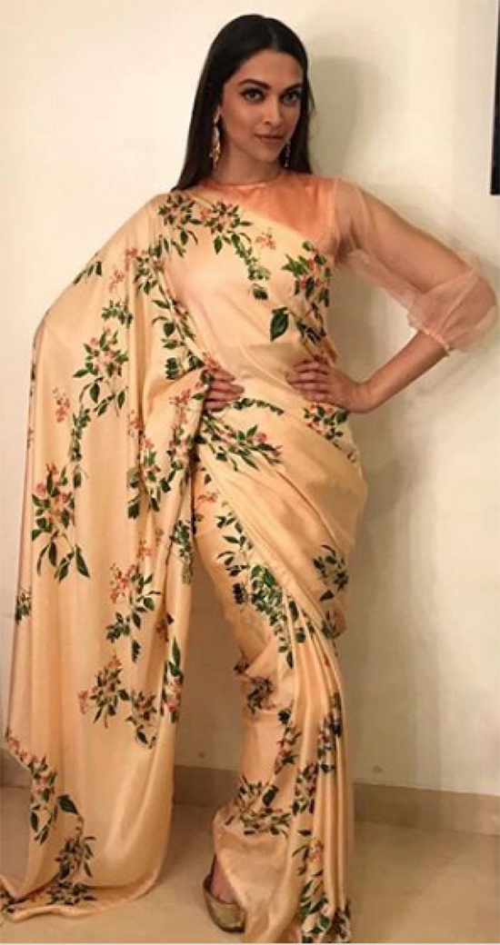 Deepika Padukone In Floral Print Saree