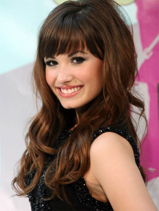 Demi Lovato Black Hairstyles With Bangs