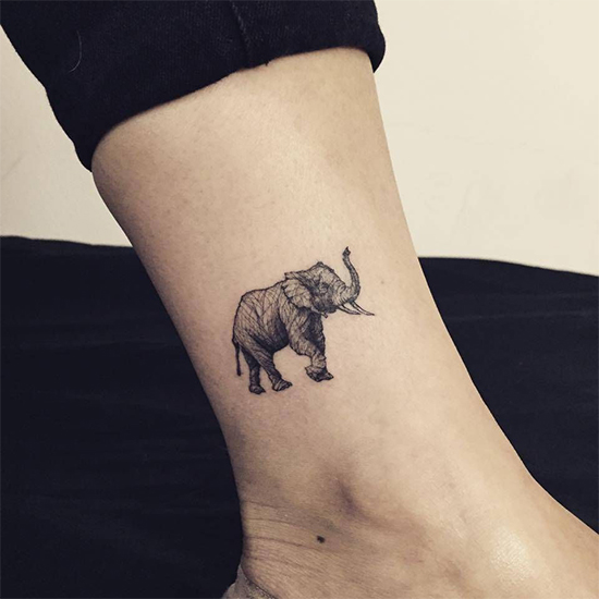Elephant Tattoo On The Ankle.
