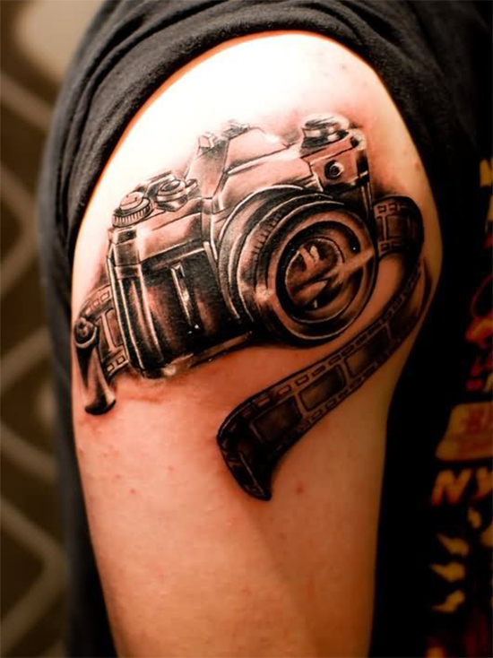 Film Strip Camera Tattoo On Arm