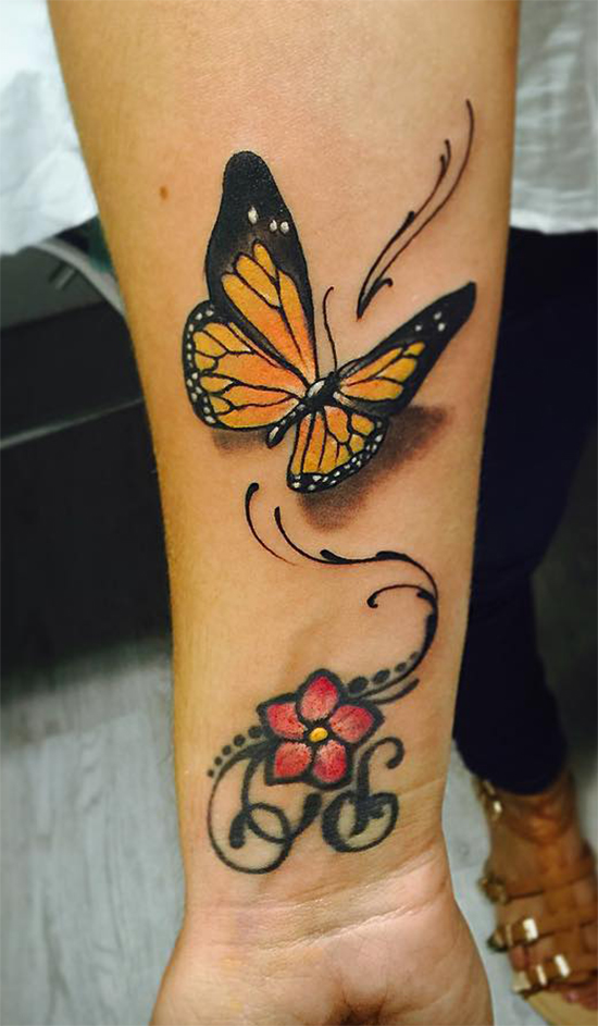 Gorgeous Attractive Butterfly Tattoo On Wrist