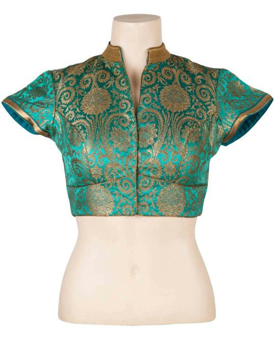 Green Color Collar With Deep V Shape