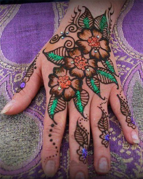 Henna Glitter Tattoo On Back Hand