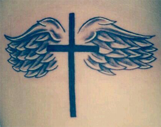 Holy Cross Tattoo With Angel Wings