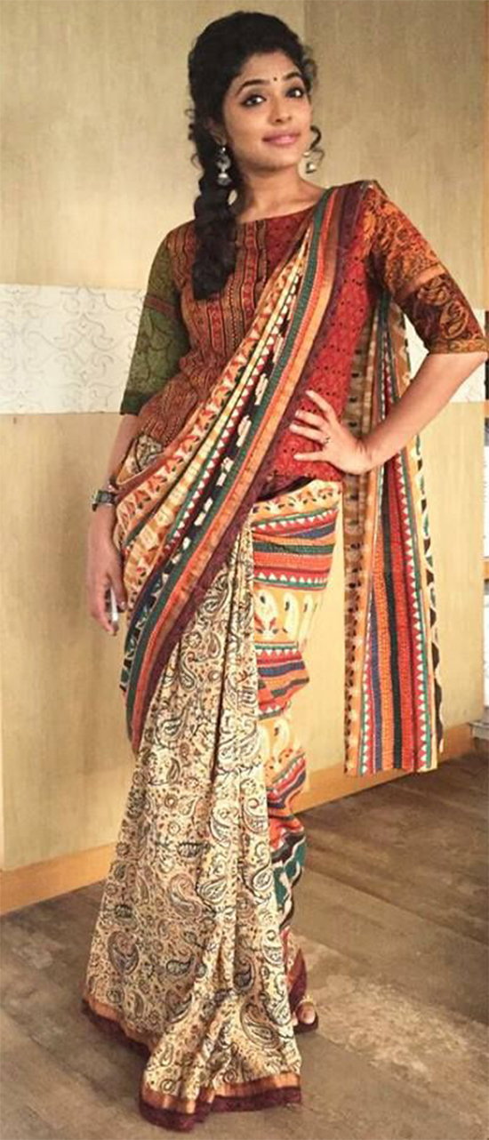 Kalamkari Saree Paired With Jacket Style Blouse