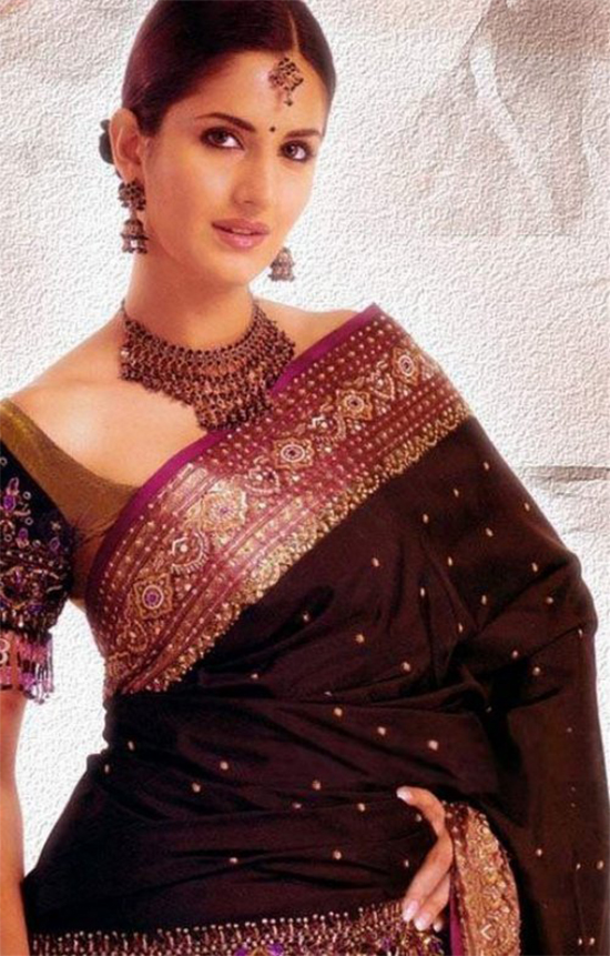 Katrina In Deep Rich Marron Coloured Sari