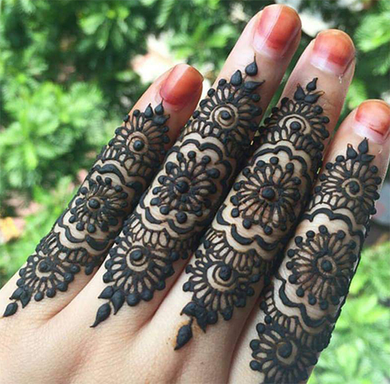 Latest Fingers Mehendi Black Design For Fingers