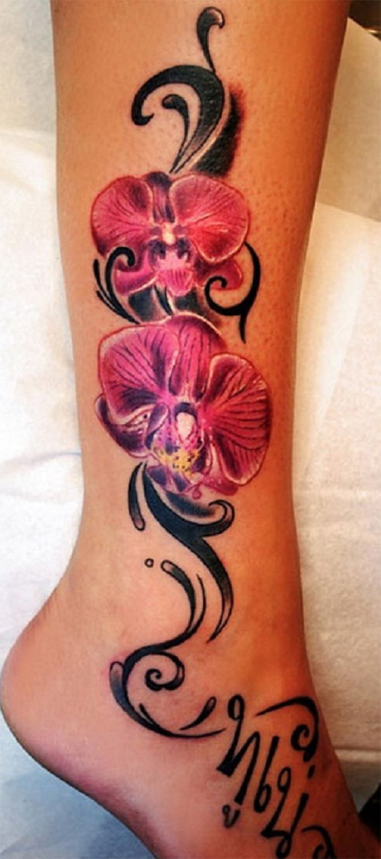 Lovely Floral Flower Tattoo On Ankle