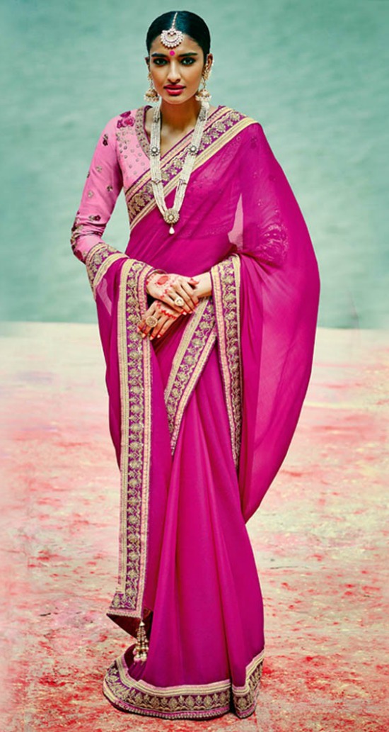 Magenta Embroidered Party Wear Saree Blouse