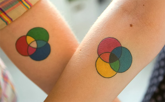 Matching Colourfull Couple Tattoo