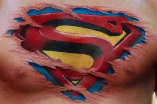 Mind Blowing Superman Tattoo on Chest