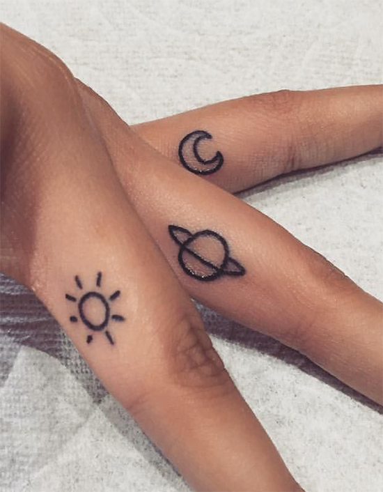 Moon,Sun,Earth, Cute Meaningful Tattoo
