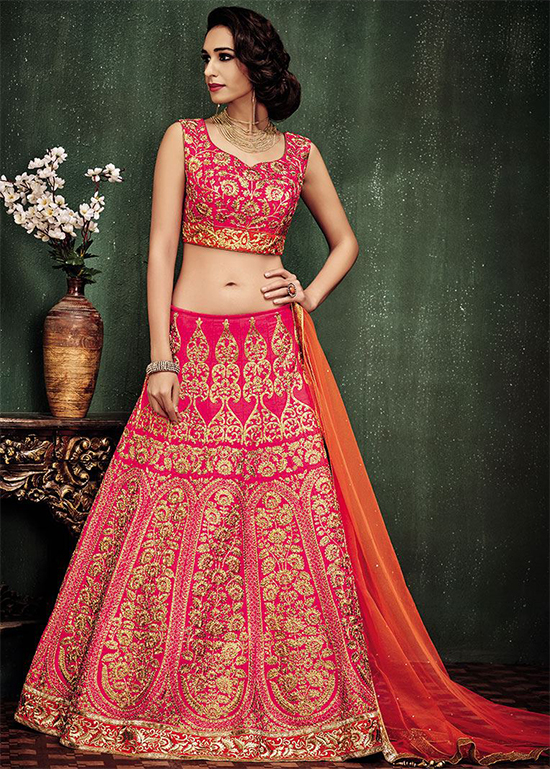 Pale Pink Bridal Girlish And Heavy Embroidered Lehanga With Net Choli