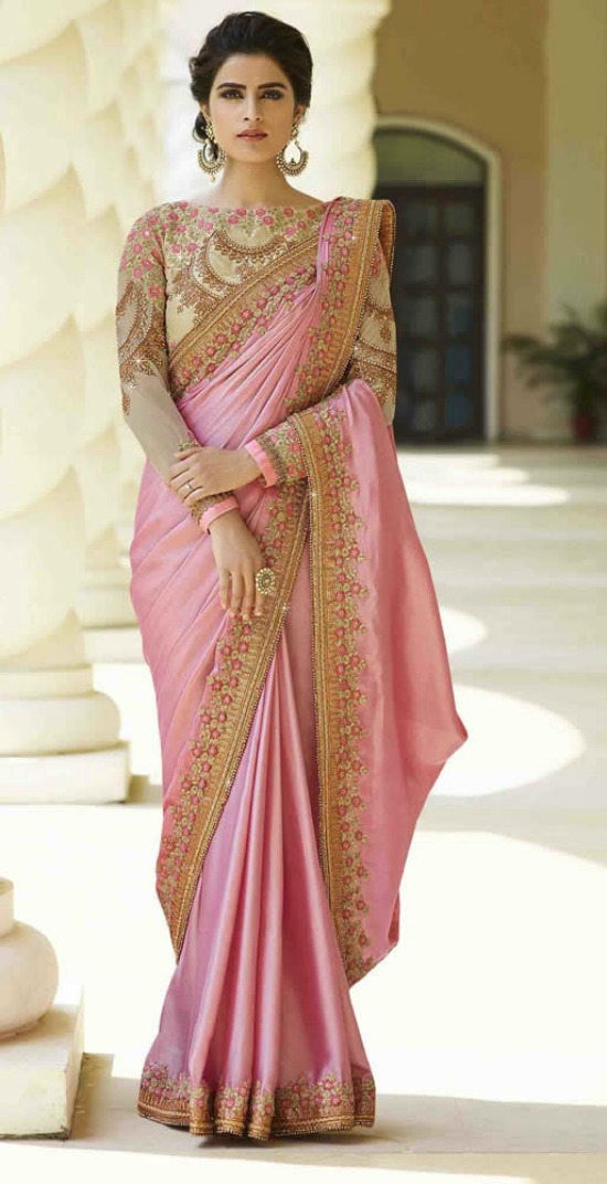 Pink Colour Silk Saree With Heavy Work Designer Blouse