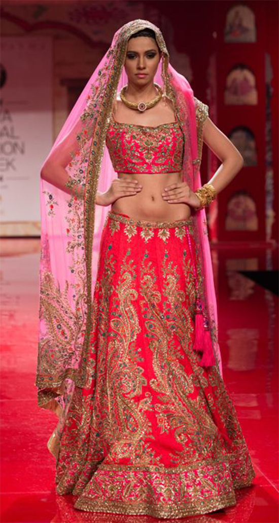 Pink Embroidered Indian Wedding Lehenga With Dupatta