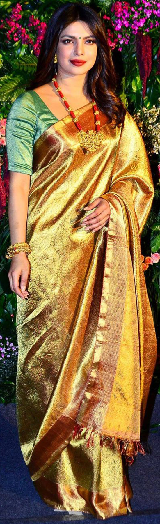 Priyanka Chopra In Golden Colour Saree
