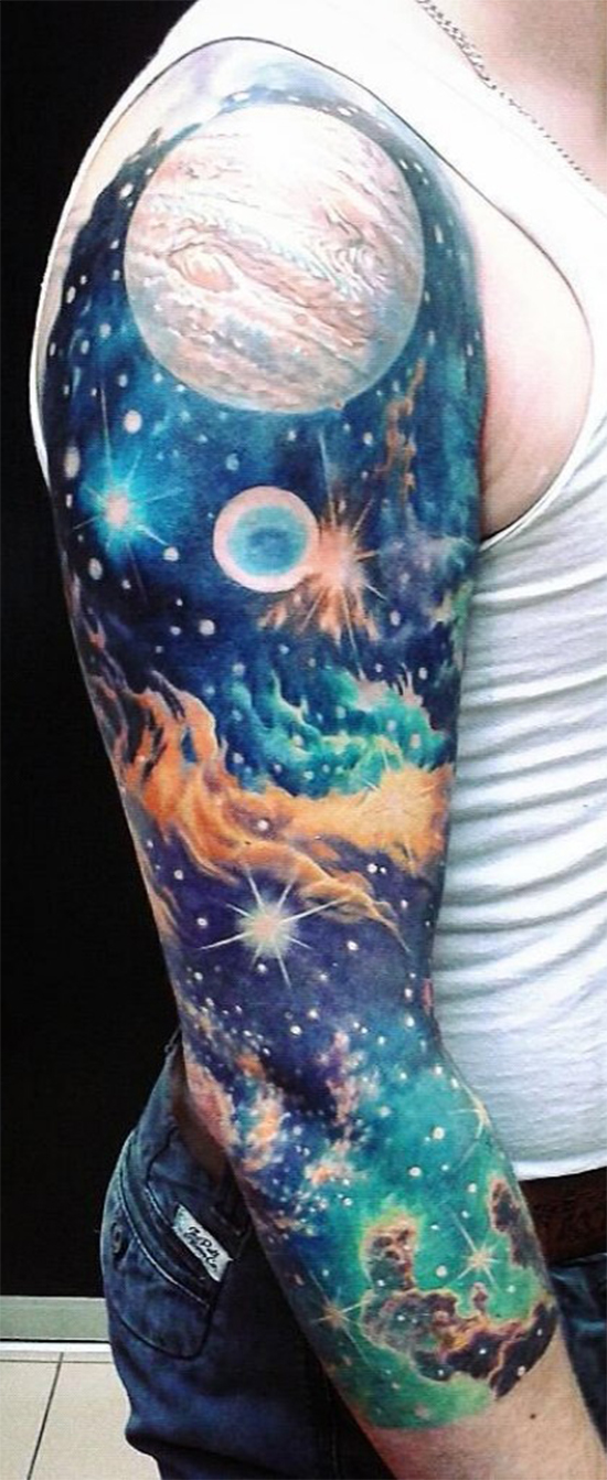 Professional Colourfull Space Tattoo