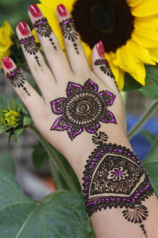 Purple And Black Henna Design