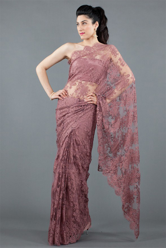 Rose French Chantilly Lace Saree