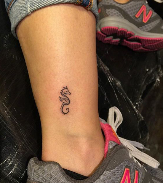 Seahorse Tattoo On Ankle