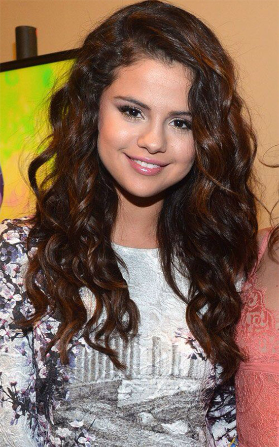 Selena Gomez Curly Hair With Bangs