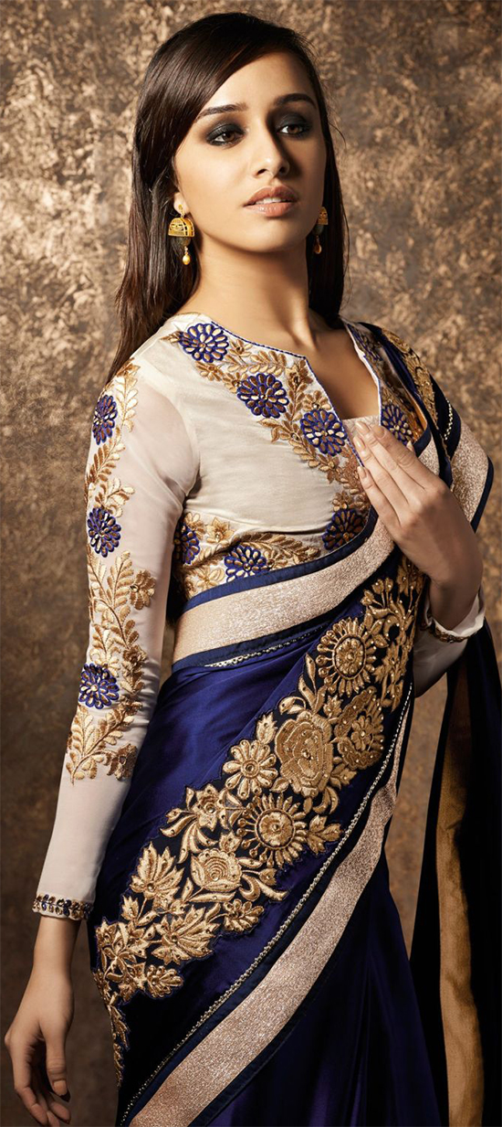 Shraddha Kapoor In Royal Blue Saree