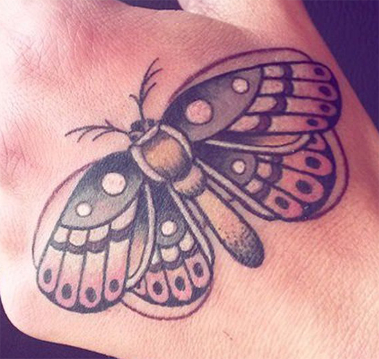 Simple And Nice Butterfly Tattoo On Hand
