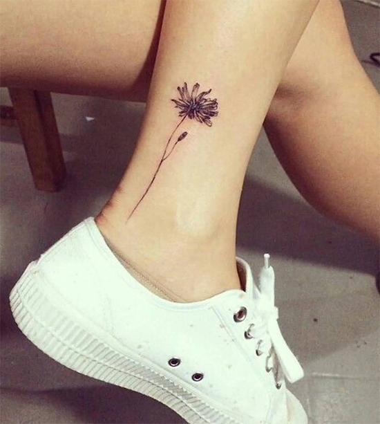 Small Flower Tattoo On Ankle