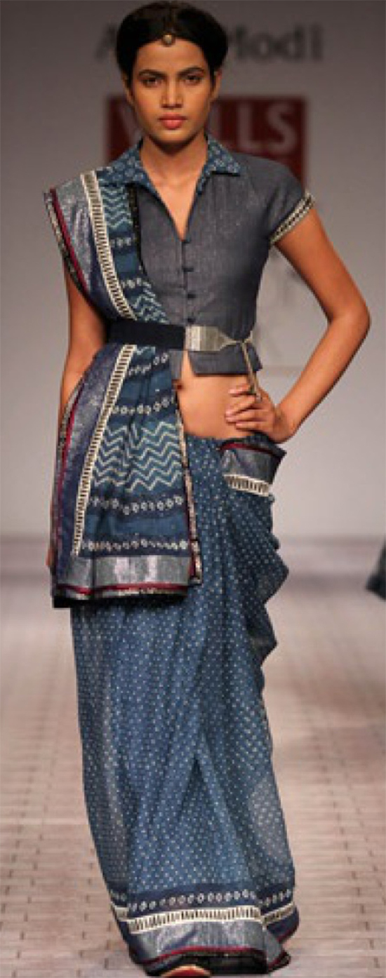 Stunning Kota Saree In A Bright Indigo And Shirt Blouse