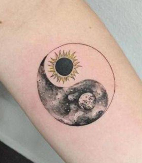 Sun And Moon Design Tattoo