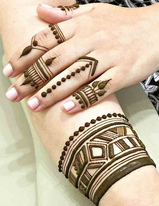 Superb Geometrical Henna Pattern For Fingers