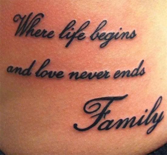 Traditional family quote tattoo