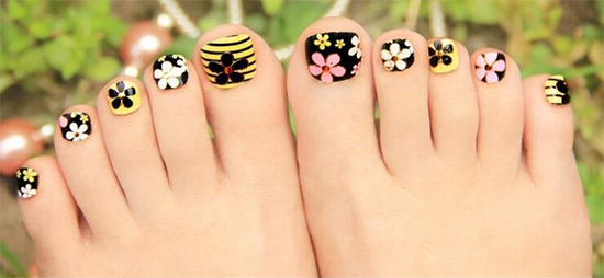 Beautiful Floral Toe Nail Art Design