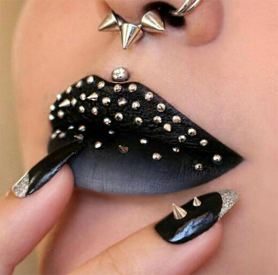 Black Lipstick With Silver Points