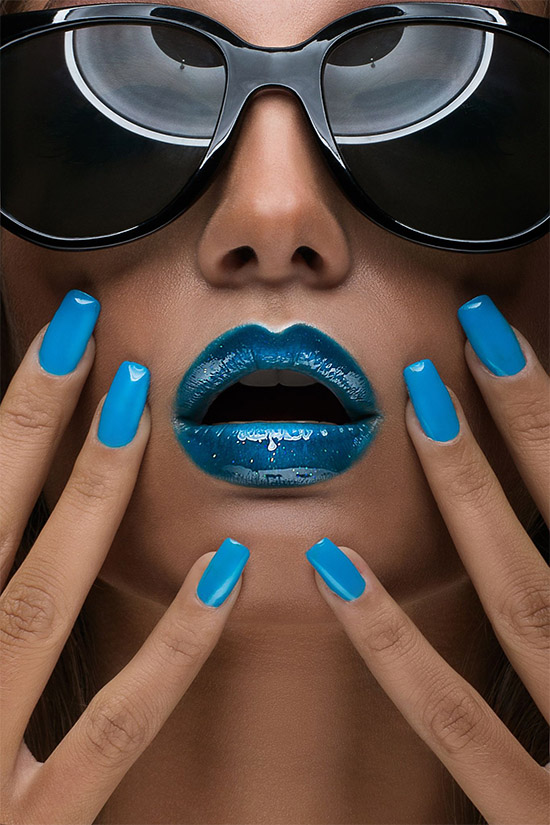 Blue Lips & Nails